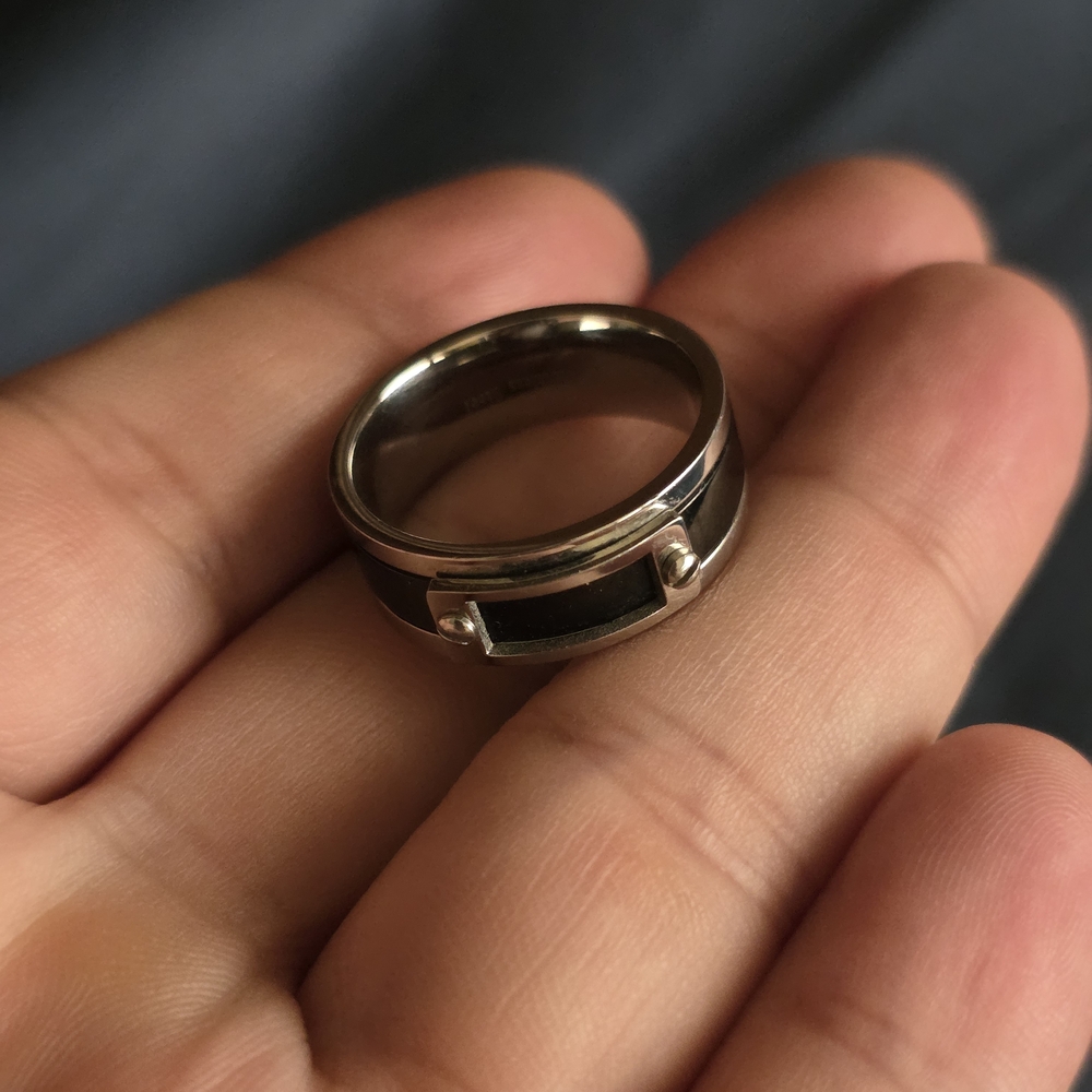 Black and Silver Stainless Steel Ring